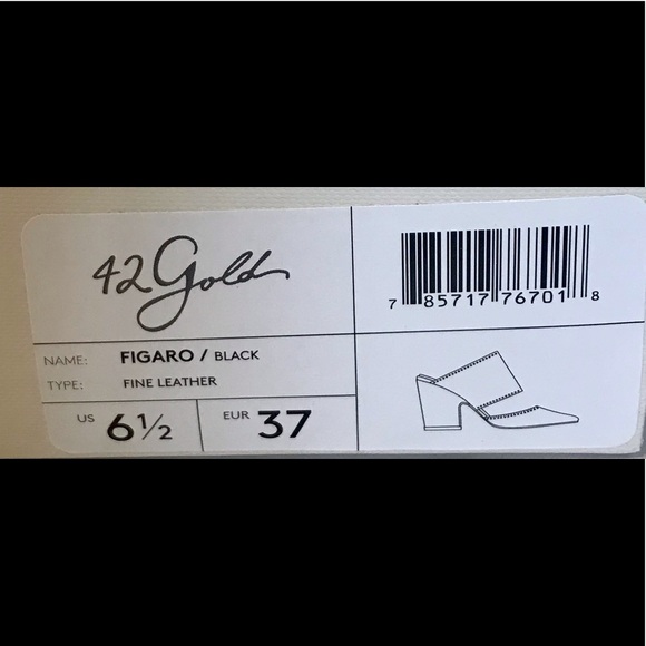 42 Gold Womens Figaro Mule Shoes Black Leather - Picture 9 of 9